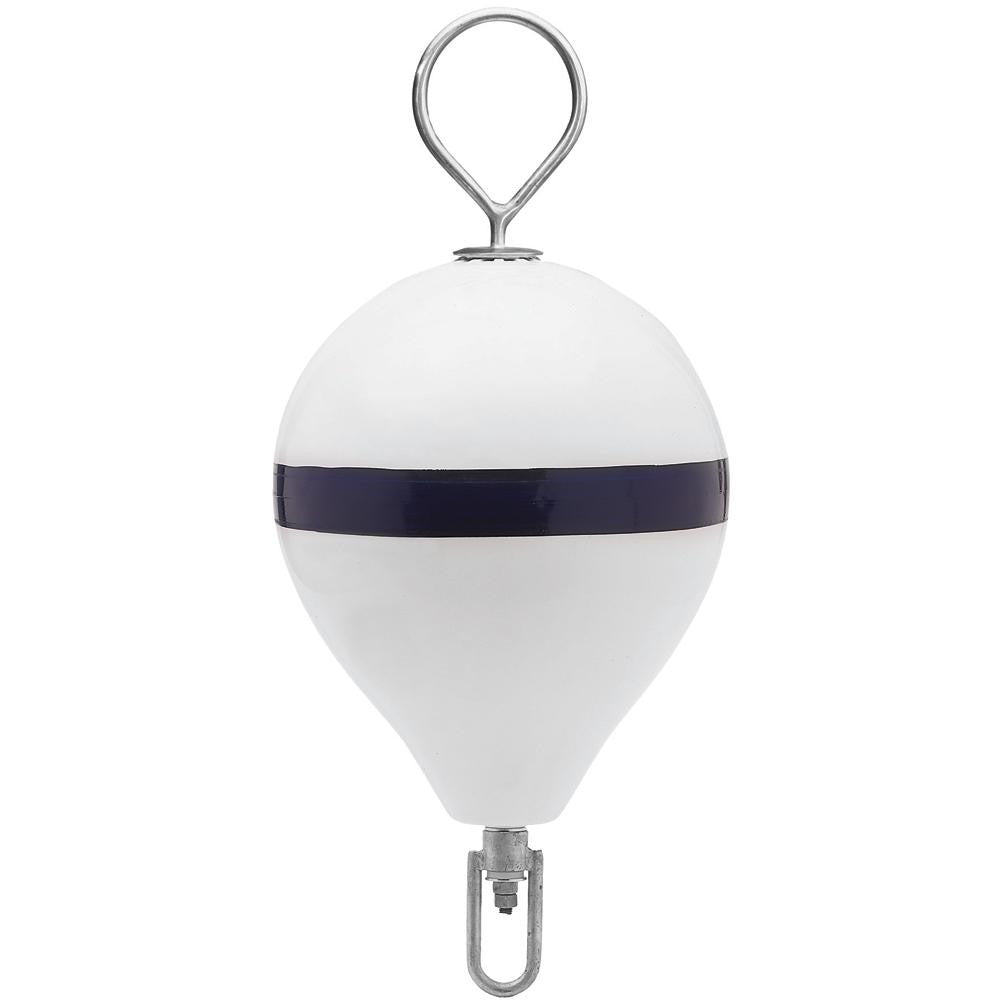 Polyform Mooring Buoy w-SS 13.5" Diameter - White Blue Stripe