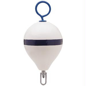 Polyform Mooring Buoy w-Iron 17" Diameter - White Blue Stripe
