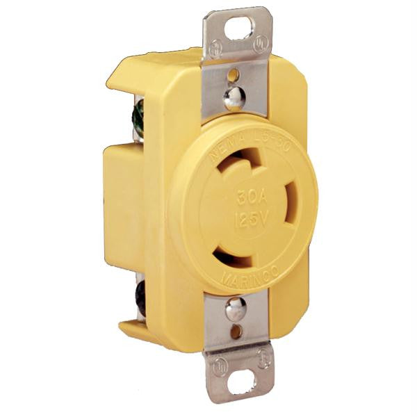 Marinco 305CRR 30A Receptacle - Yellow - 125V