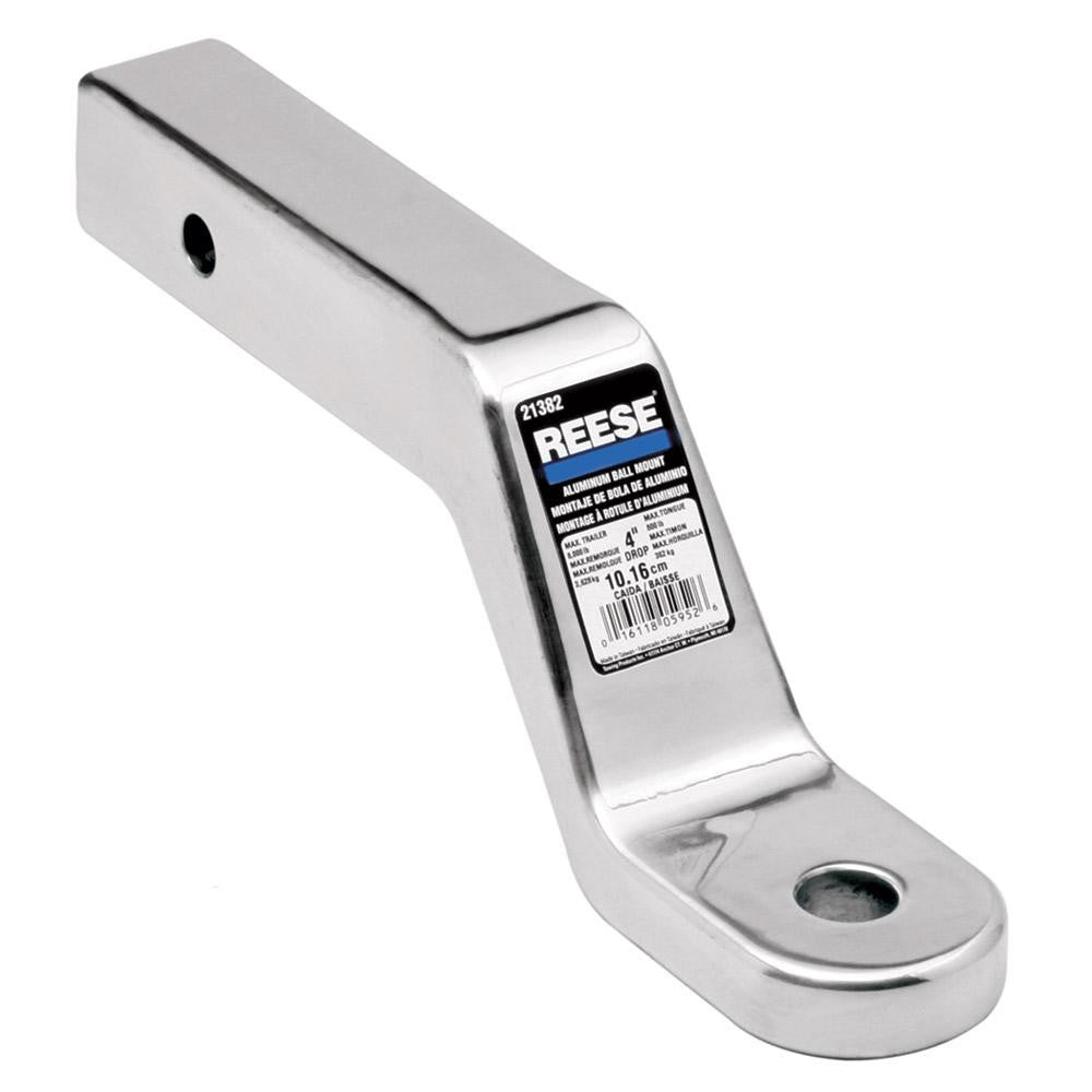 Reese Aluminum Ball Mount w-4" Drop, 1" Ball Hole, Fits 2" Square Receiver