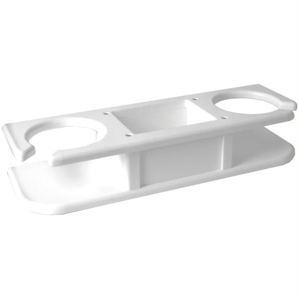 TACO 2-Drink Poly Cup Holder w-"Catch-All" - White