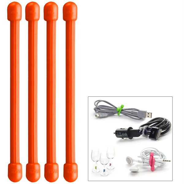 Nite Ize Gear Tie 3" - Bright Orange 4 Pack