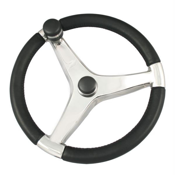 Ongaro Evo Pro 316 Cast Stainless Steel Steering Wheel w-Control Knob - 15.5" Diameter