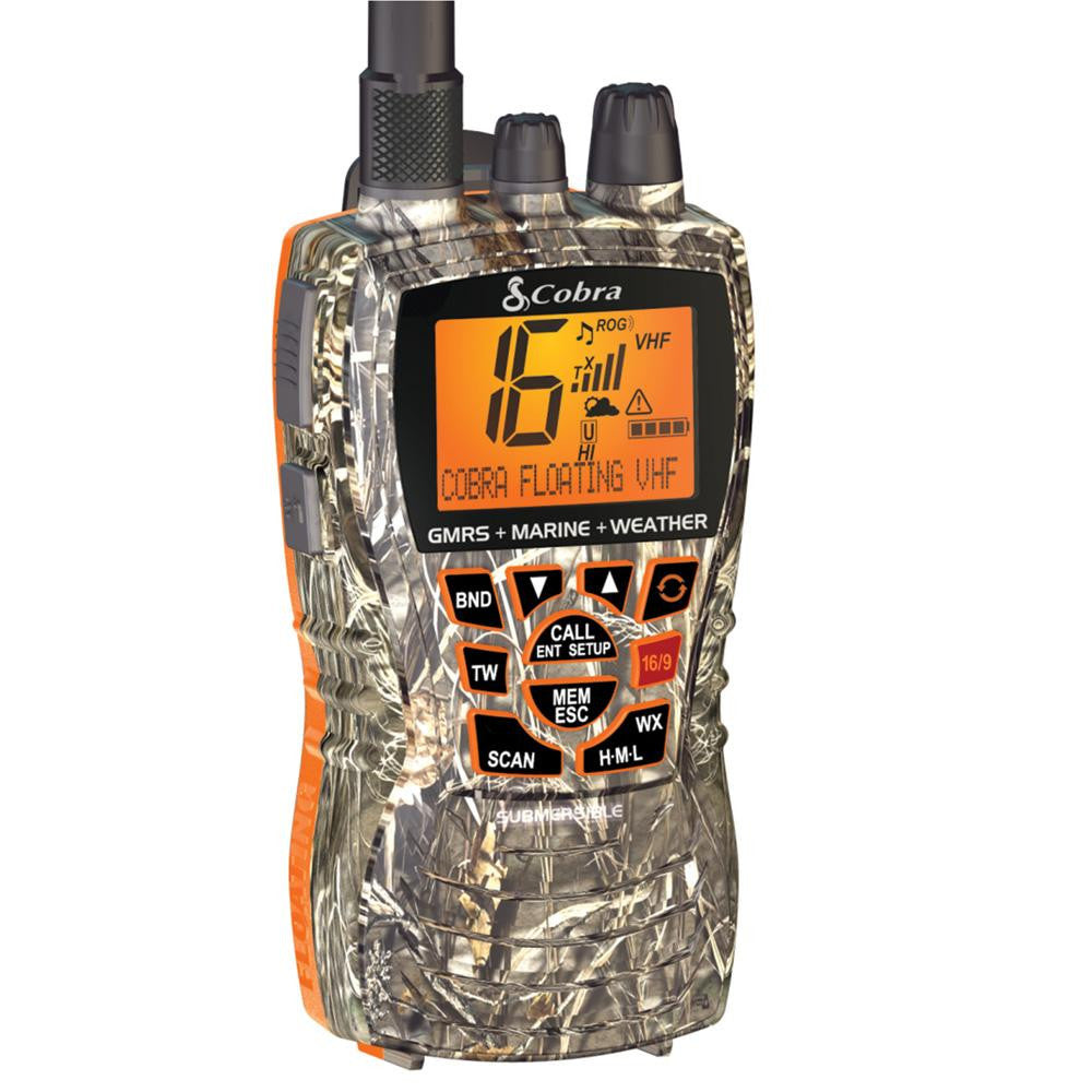 Cobra MF HH450 Dual VHF-GMRS Floating Handheld Radio - Camo