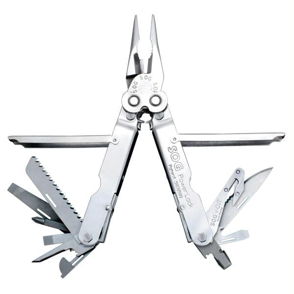SOG PowerLock EOD 2.0 w-V-Cutter - Polished Satin w-Nylon Pouch