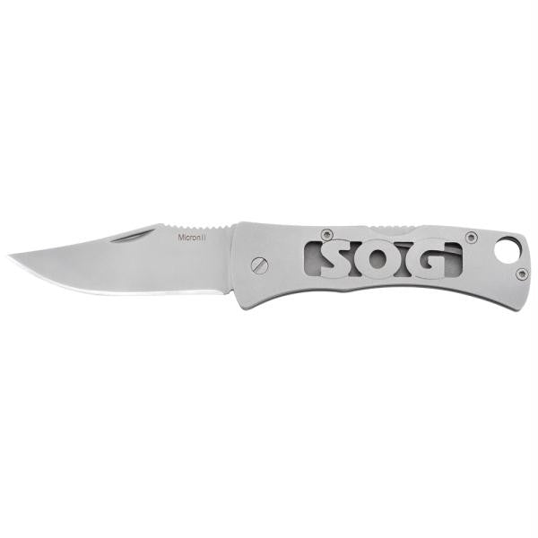 SOG Micron 2.0 Clip Point Folding Knife - Bead Blasted