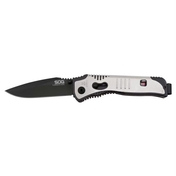 SOG FlashBack Mini Drop Point Folding Knife - Black TiNi