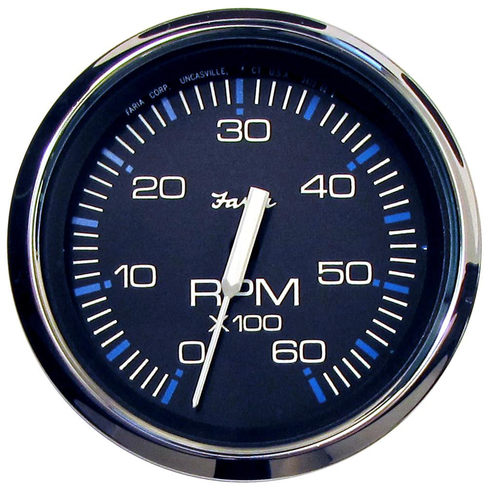 Faria Chesapeake Black SS 4" Tachometer - 6,000 RPM (Gas - Inboard & I-O)