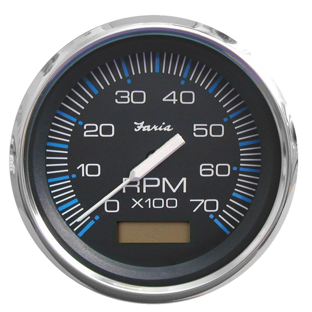 Faria Chesapeake Black SS 4" Tachometer w-Hourmeter - 7,000 RPM (Gas - Outboard)