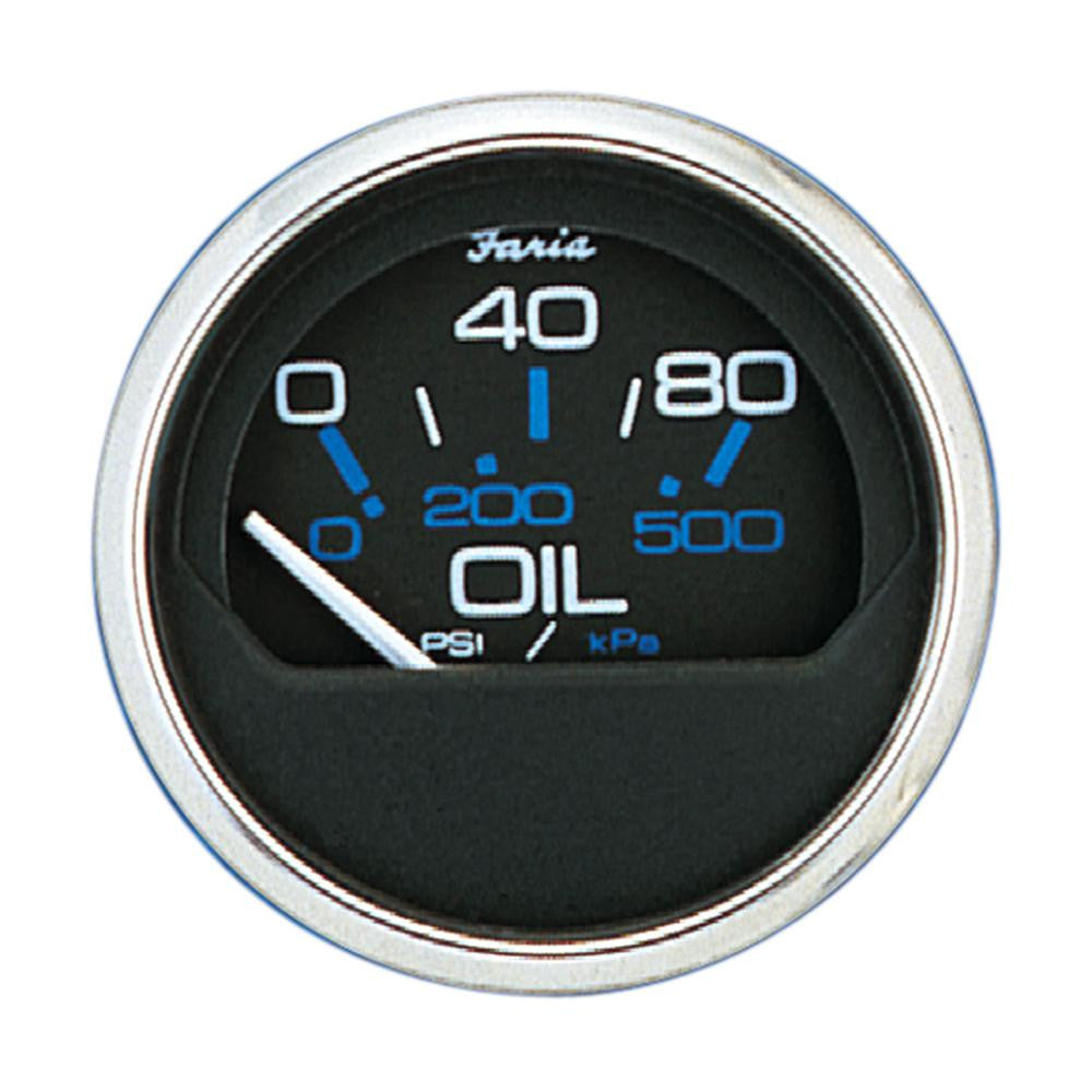 Faria Chesapeake Black SS 2" Oil Pressure Gauge - 80 PSI
