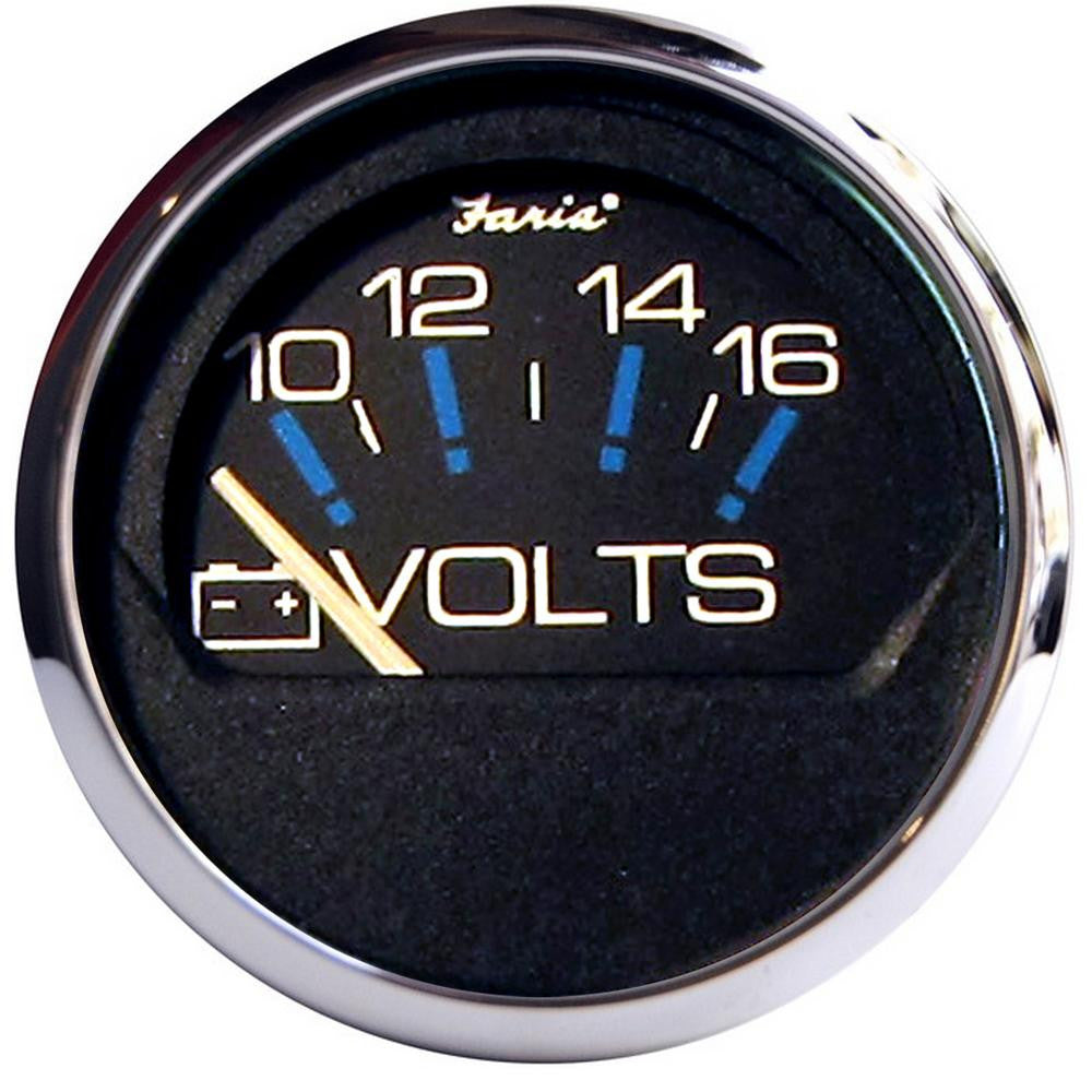 Faria Chesapeake Black SS 2" Voltmeter (10-16 VDC)