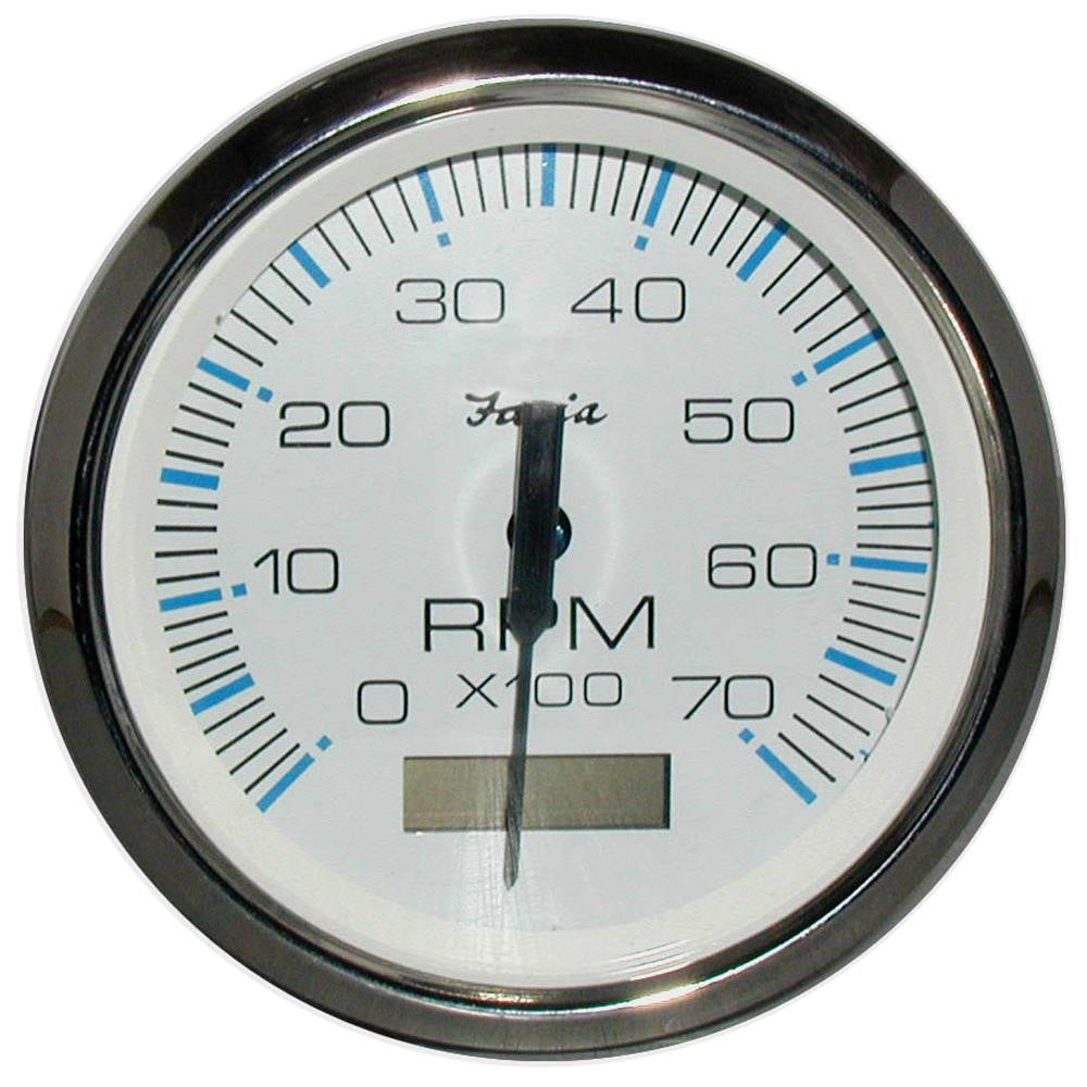 Faria Chesapeake White SS 4" Tachometer w-Hourmeter - 7,000 RPM (Gas - Outboard)