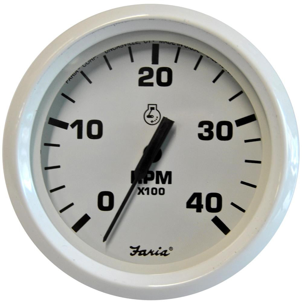 Faria Dress White 4" Tachometer - 4,000 RPM (Diesel - Mechanical Takeoff & Var Ratio Alt)