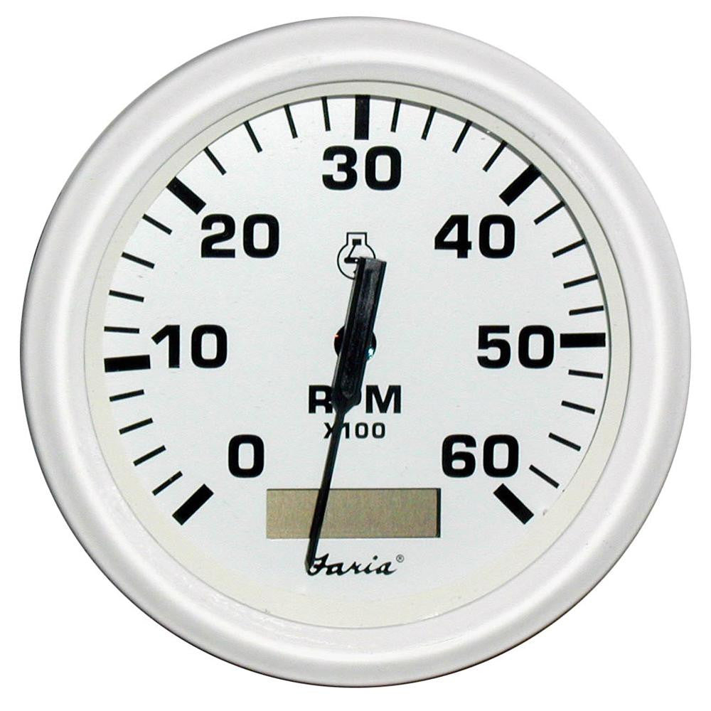 Faria Dress White 4" Tachometer w-Hourmeter - 6,000 RPM (Gas - Inboard)