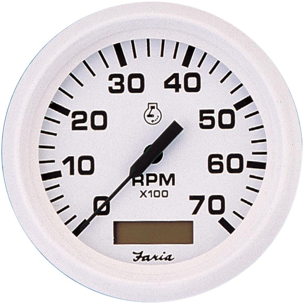 Faria Dress White 4" Tachometer w-Hourmeter - 7,000 RPM (Gas - Outboard)