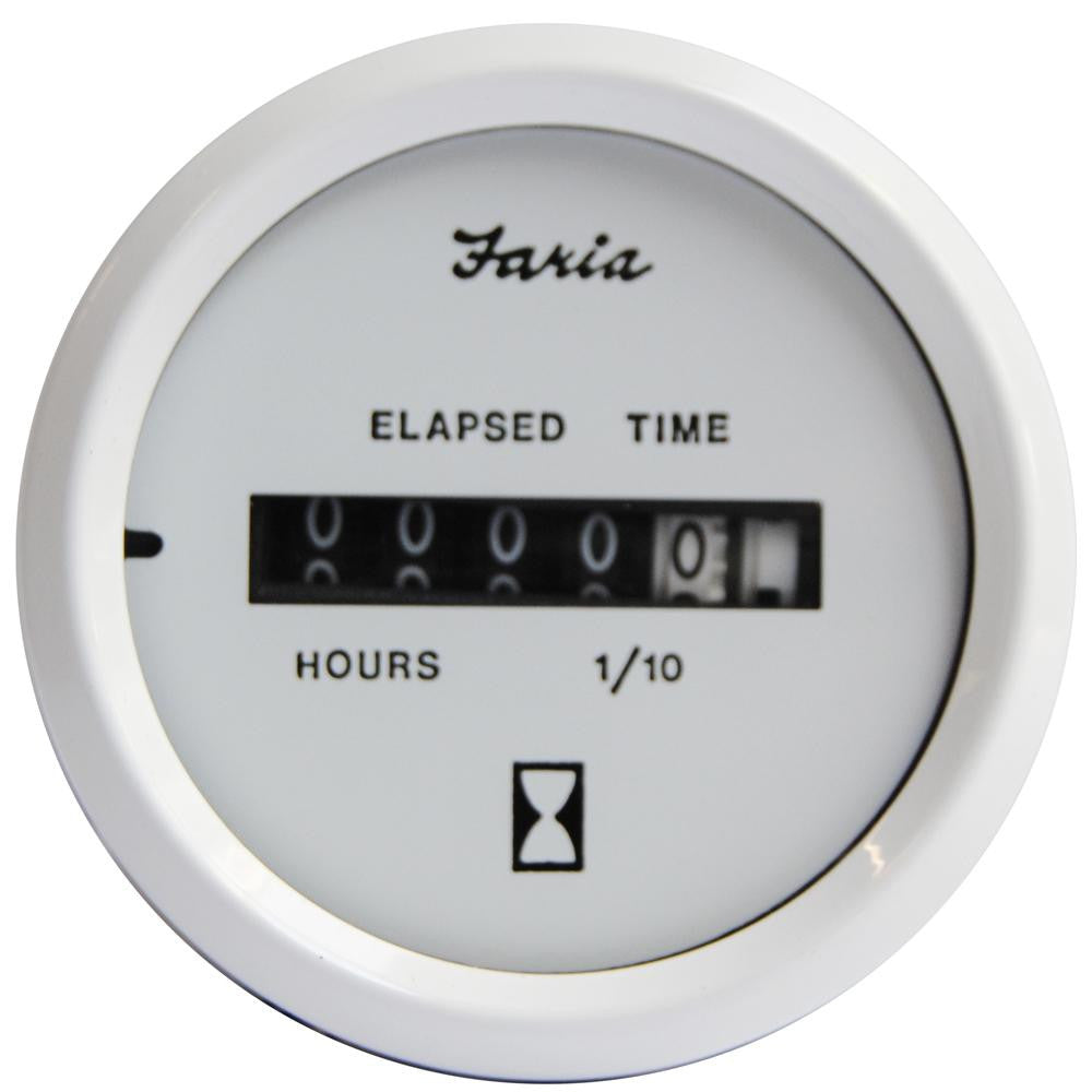 Faria Dress White 2" Hourmeter (10,000 Hrs) (12-32 VDC)