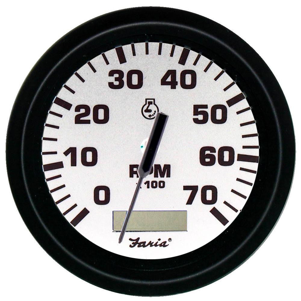 Faria Euro White 4" Tachometer w-Hourmeter - 7,000 RPM (Gas - Outboard)