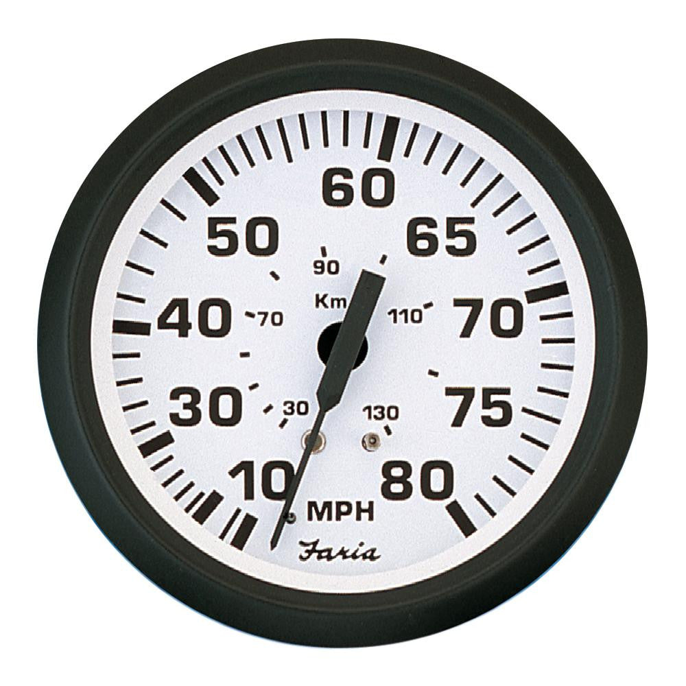 Faria 4" Speedometer - 80MPH (Mechanical) - Euro White