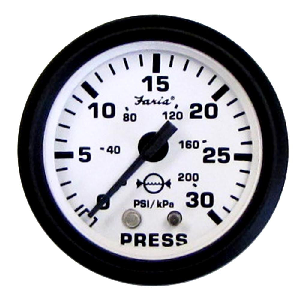 Faria Euro White 2" Water Pressure Gauge Kit - 30 PSI