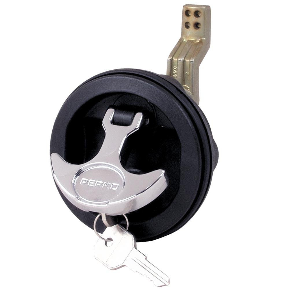 Perko Surface Mount & Latch - Black Body, Chrome Handle, Offset Cam Bar, 3-4" - 2-3-8"