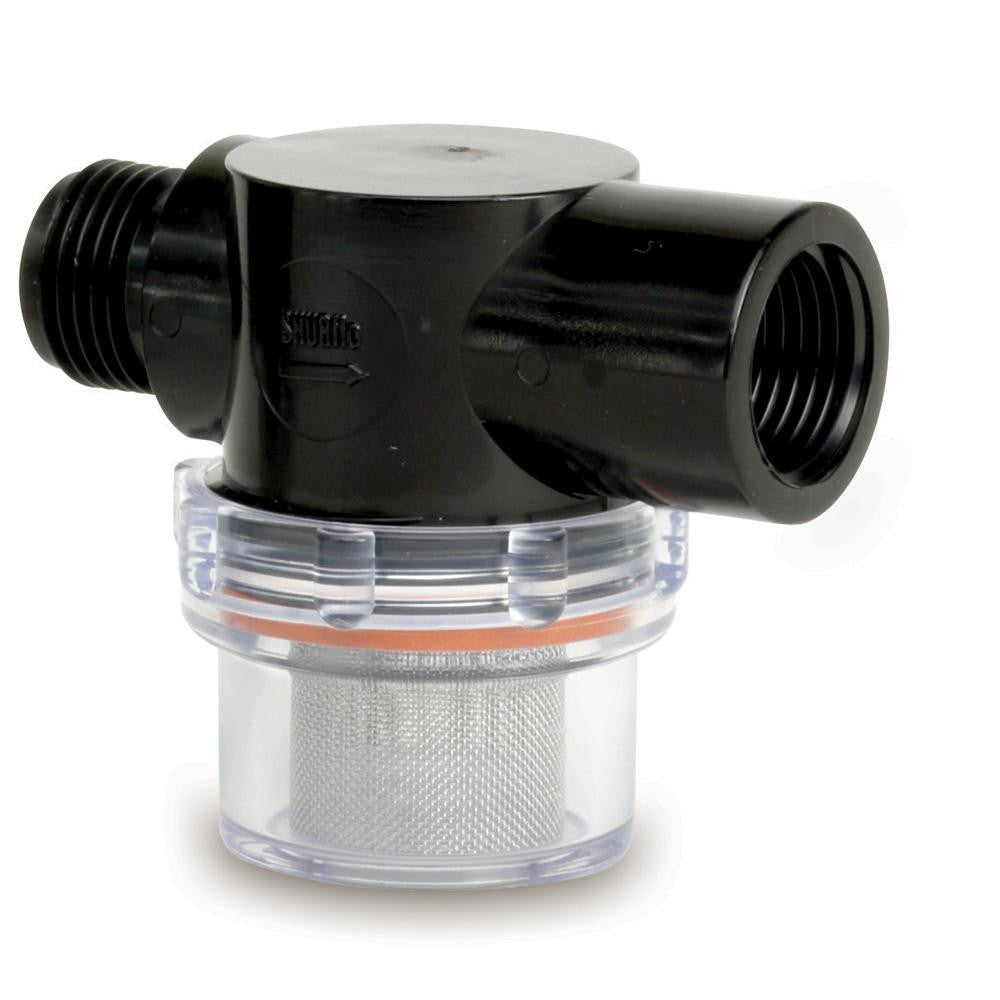 SHURFLO Twist-On Water Strainer - 1-2" Pipe Inlet - Clear Bowl