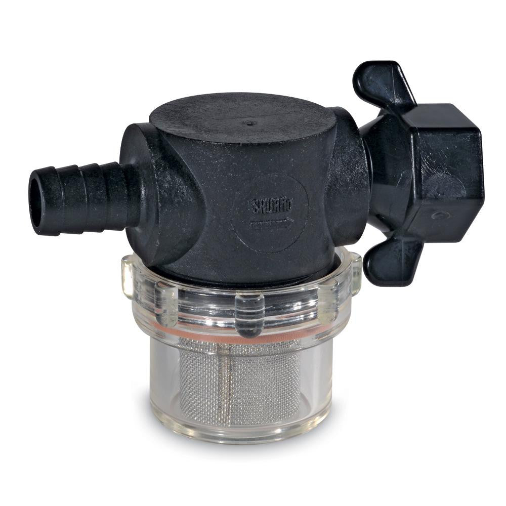 SHURFLO Swivel Nut Strainer - 1-2" Barb Inlet - Clear Bowl