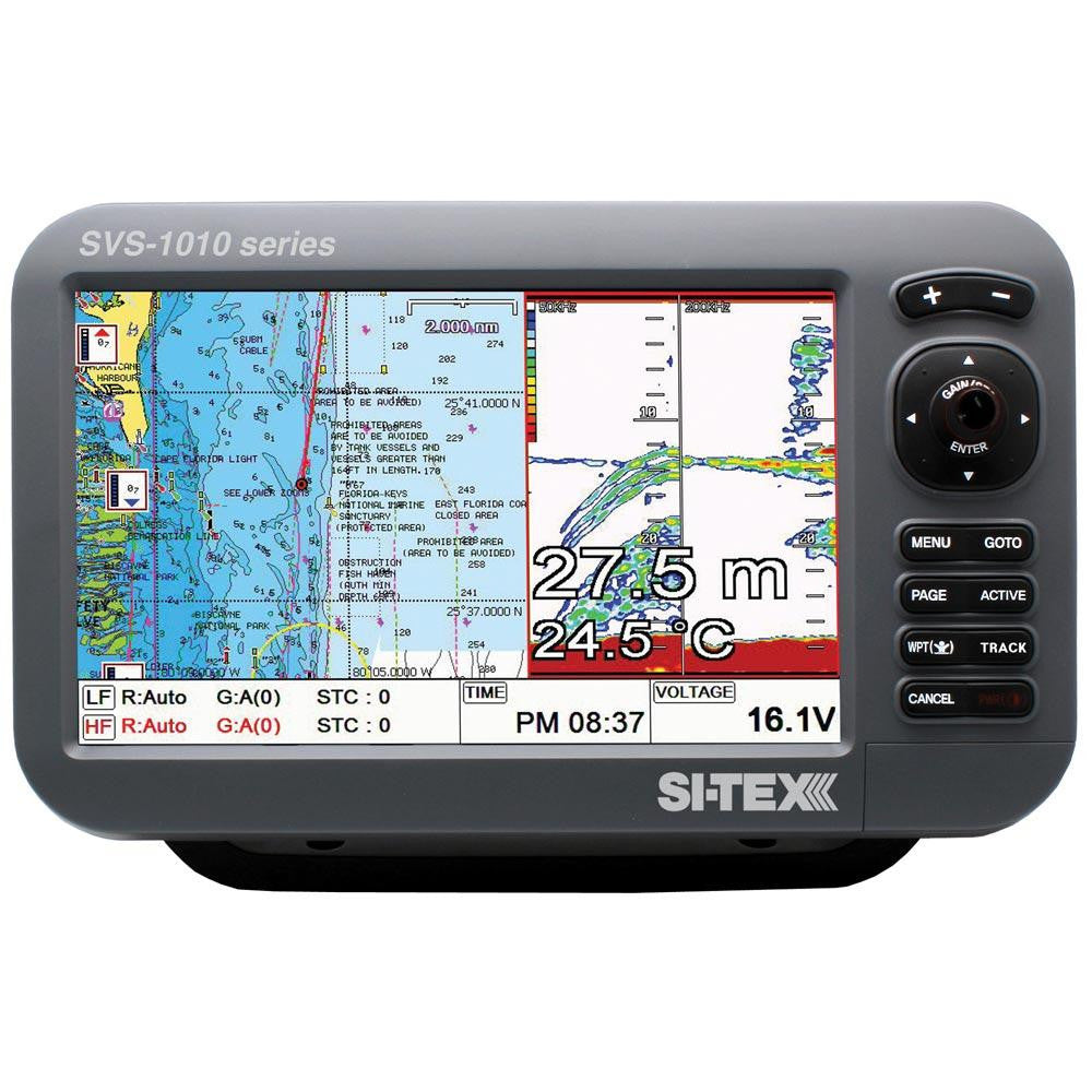 SI-TEX SVS-1010CF 10" Chartplotter-Sounder Combo w-Internal GPS Antenna & Navionics+ Card