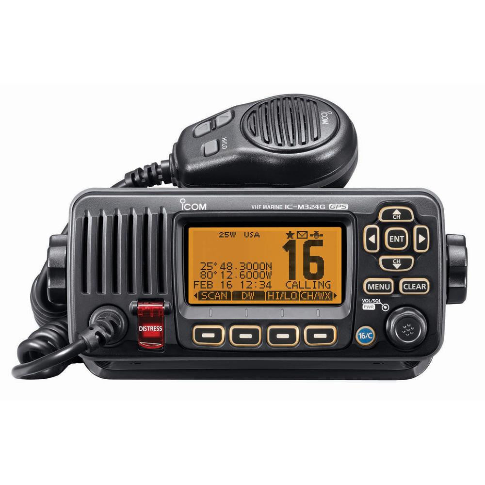 Icom M324G Fixed Mount VHF Marine Transceiver w-Built-In GPS - Black
