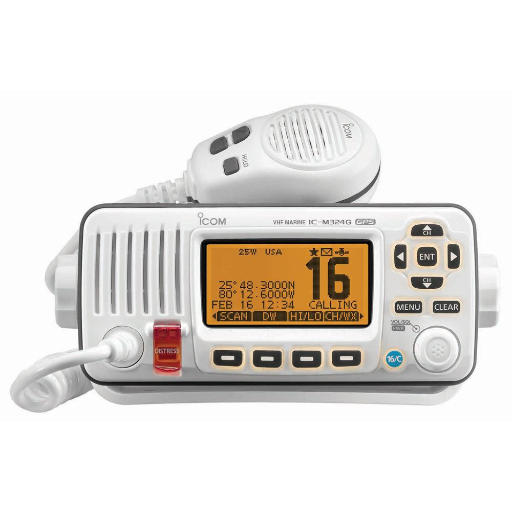 Icom M324G Fixed Mount VHF Marine Transceiver w-Built-In GPS - Super White