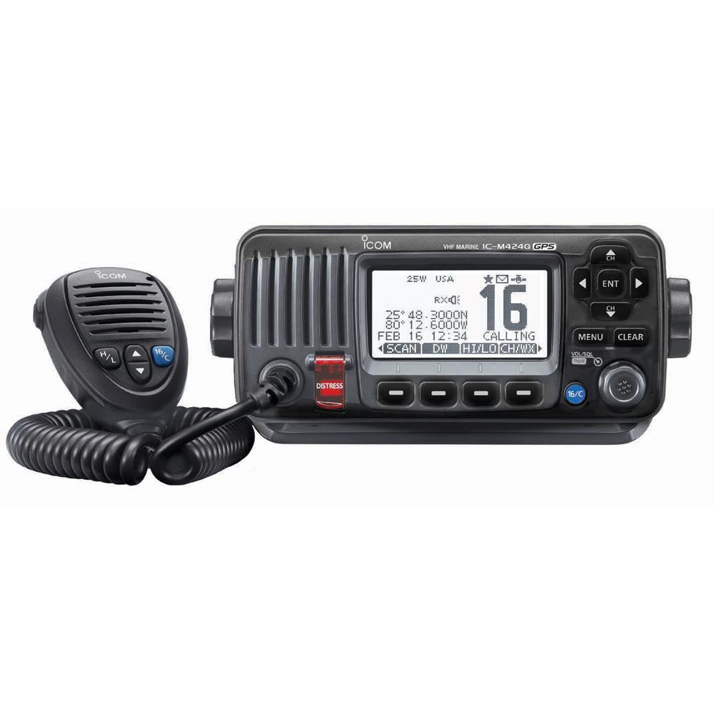 Icom M424G Fixed Mount VHF Marine Transceiver w-Built-In GPS - Black