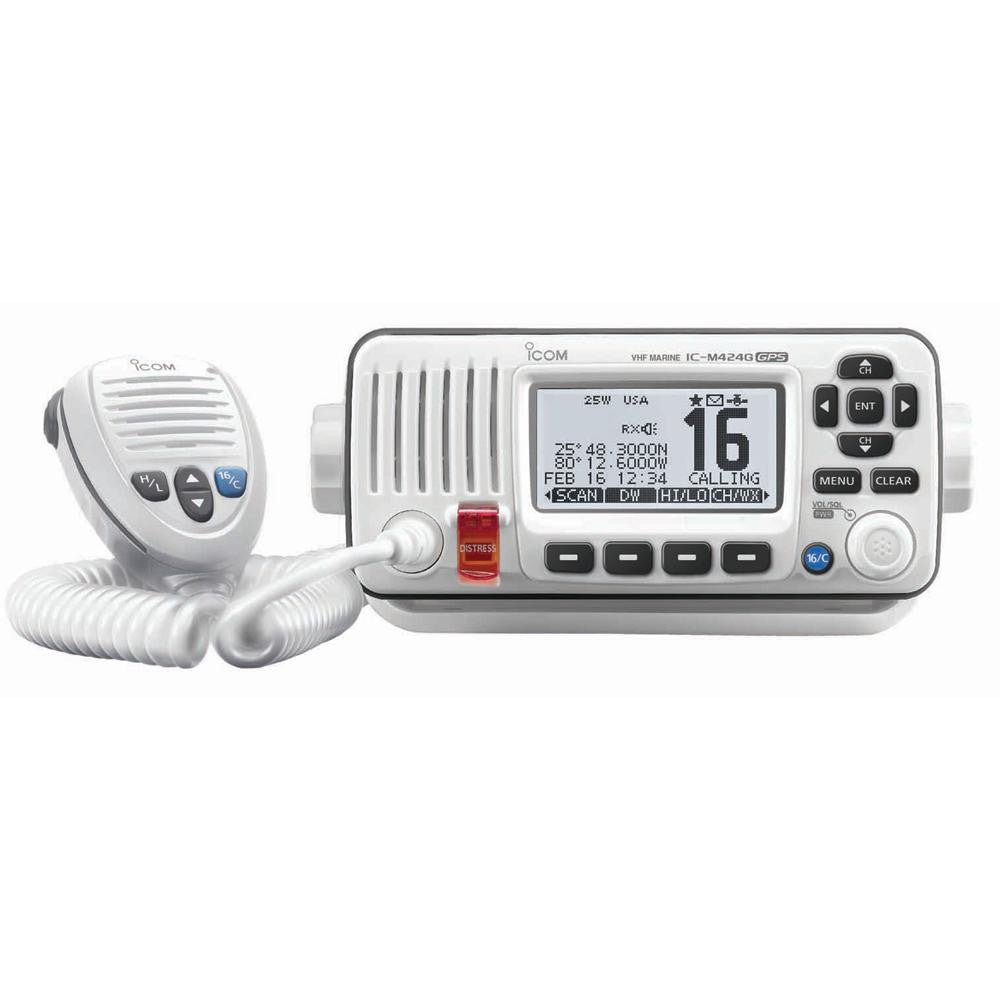 Icom M424G Fixed Mount VHF Marine Transceiver w-Built-In GPS - Super White