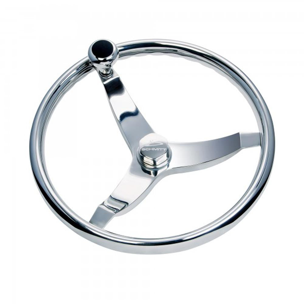 Schmitt 714 Vision Cast 13.5" SS WHeel w-Knob, Finger Grip & Faux Nut - 3-4" Taper Shaft
