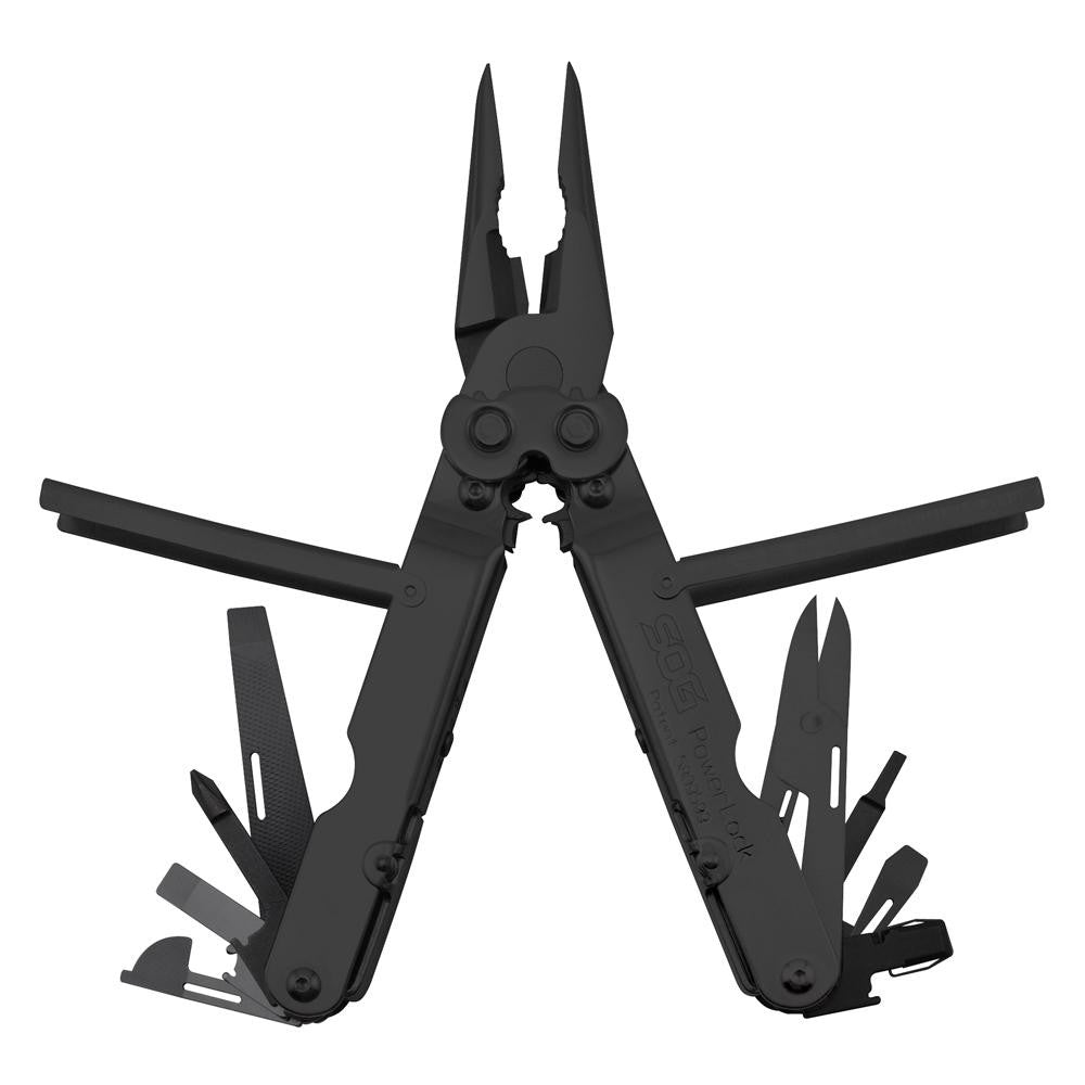 SOG PowerLock Traveler w-Scissors - Black Oxide
