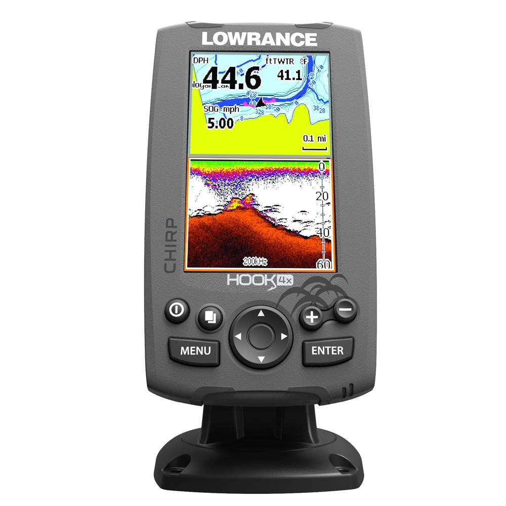 Lowrance HOOK-4x Fishfinder w-83-200-455-800 HDI Transom Mount Transducer