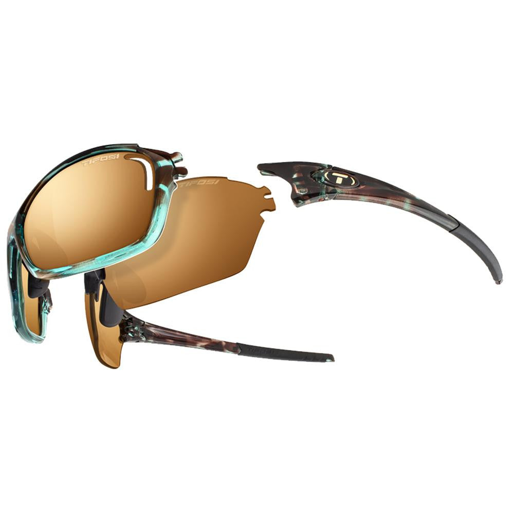 Tifosi Launch S.F. AC Red™-Brown-Brown Gradient-Clear Lens Sunglasses - Blue Tortoise