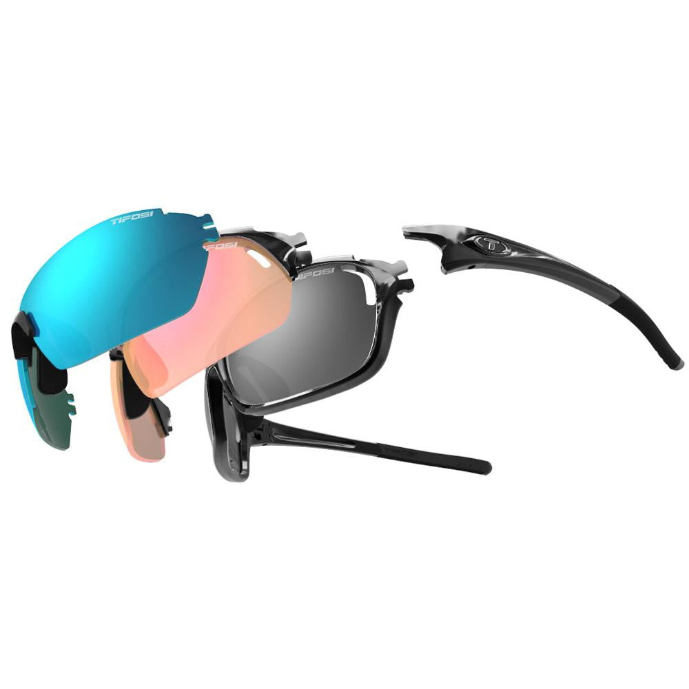 Tifosi Launch S.F.H. AC Red™-Clarion Blue-Clear-Smoke Lens Sunglasses - Gloss Black