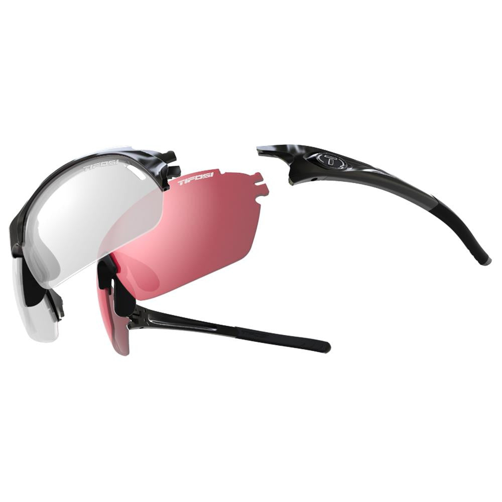 Tifosi Launch H.S. High Speed Red™ Fototec™-Light Night™ Fototec-Smoke Lens Sunglasses - Gloss Black
