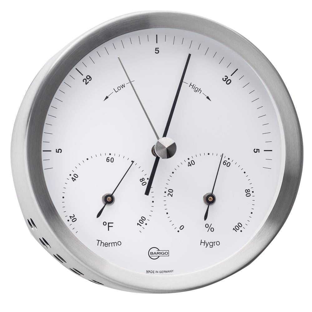 BARIGO Steel Series Barometer - Thermometer - Hygrometer - Stainless Steel Housing - 4" Dial