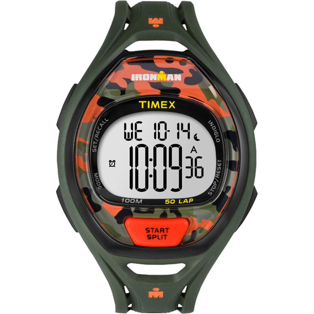 Timex Ironman Sleek 50 Full-Size Watch - Green-Orange Camo