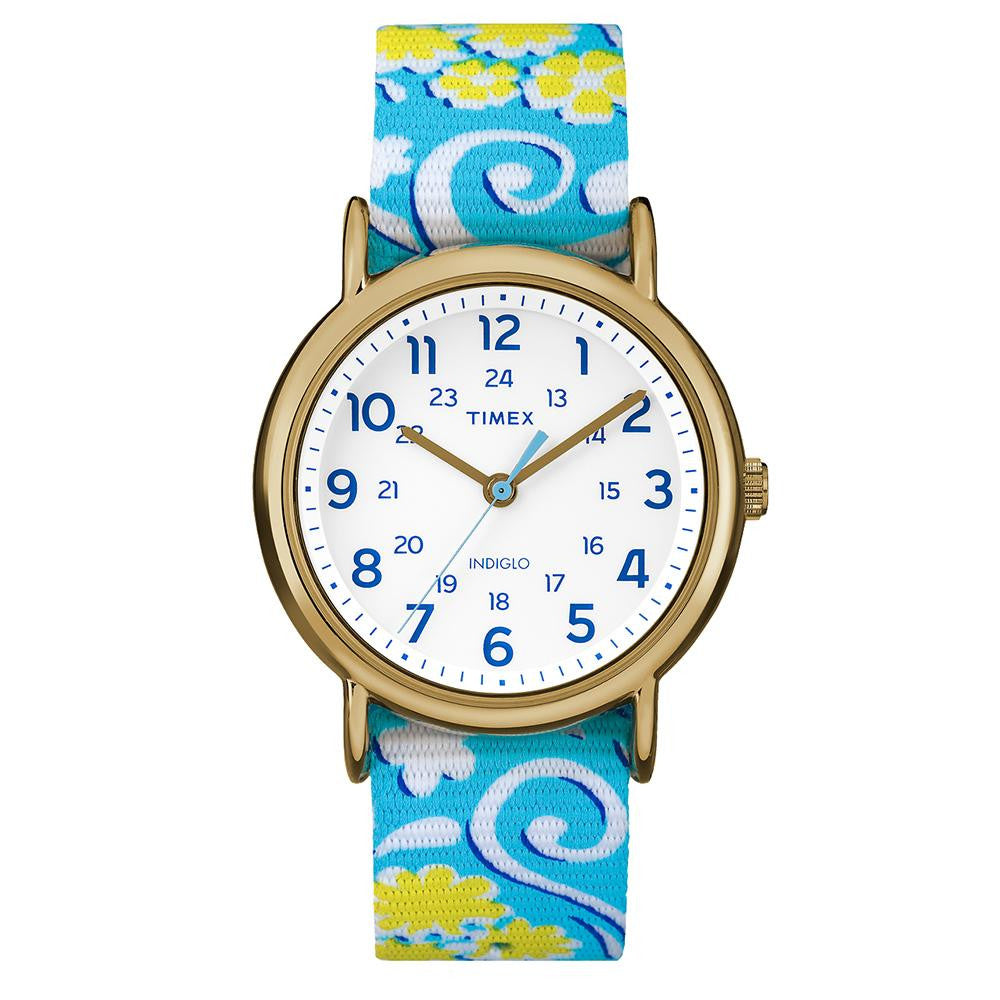 Timex Weekender Full-Size Watch - Reversible Floral Swirl-White