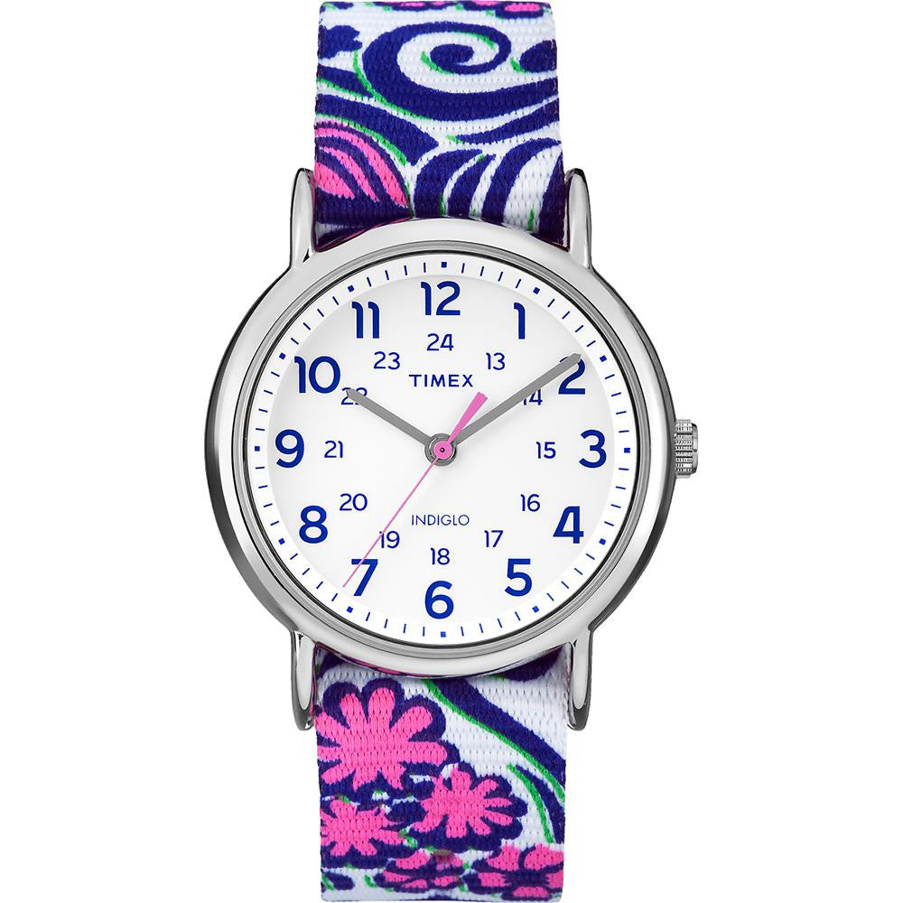 Timex Weekender Full-Size Watch - Reversible Floral Swirl-Blue