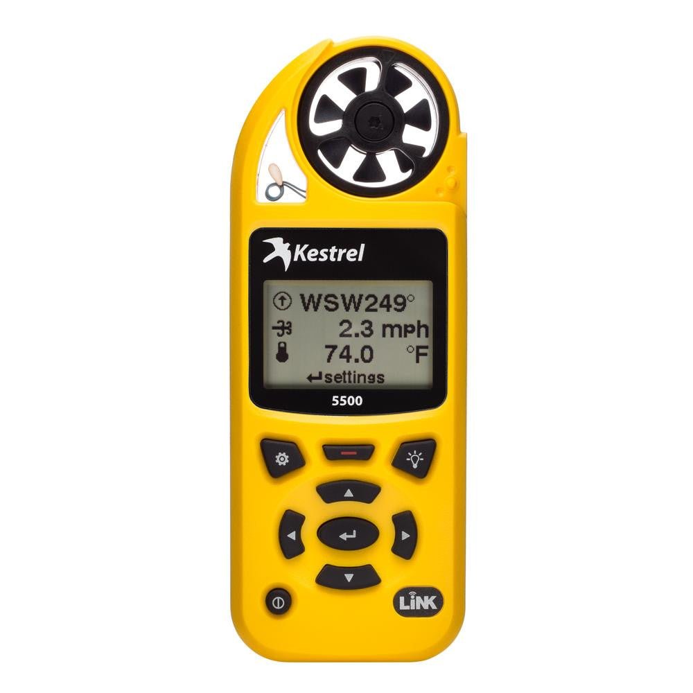 Kestrel 5500 Pocket Weather Meter w-Link + Vane Mount - Yellow