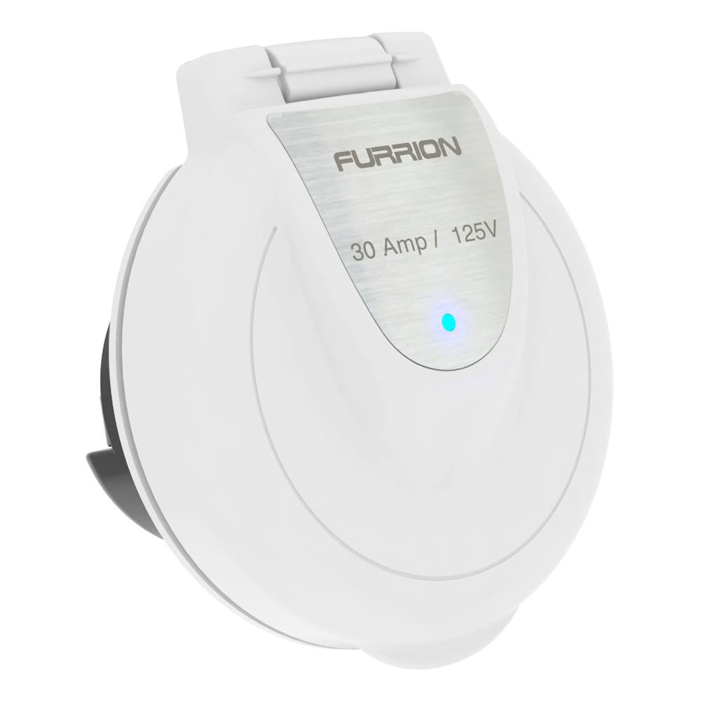 Furrion 30A 125V Shore Power Inlet Round White W-LED