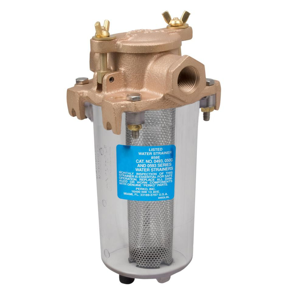 Perko Lightweight Intake Water Strainer - Clear Body - 1-2" Pipe Size