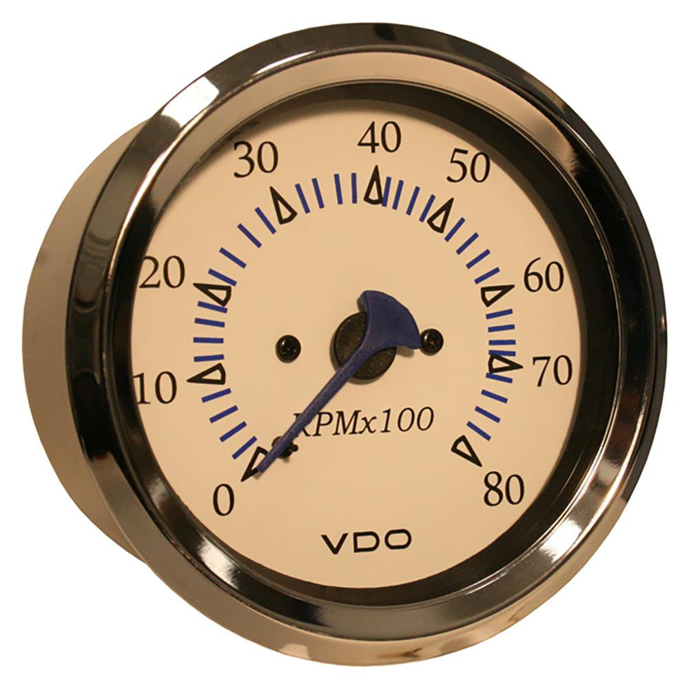 VDO Allentare White 8000RPM 3-3-8" (85mm) Outboard Tachometer - 12V