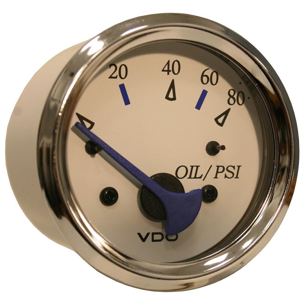 VDO Allentare White 80PSI Oil Pressure Gauge - Use w-Marine 240-33 Ohm Sender - 12V