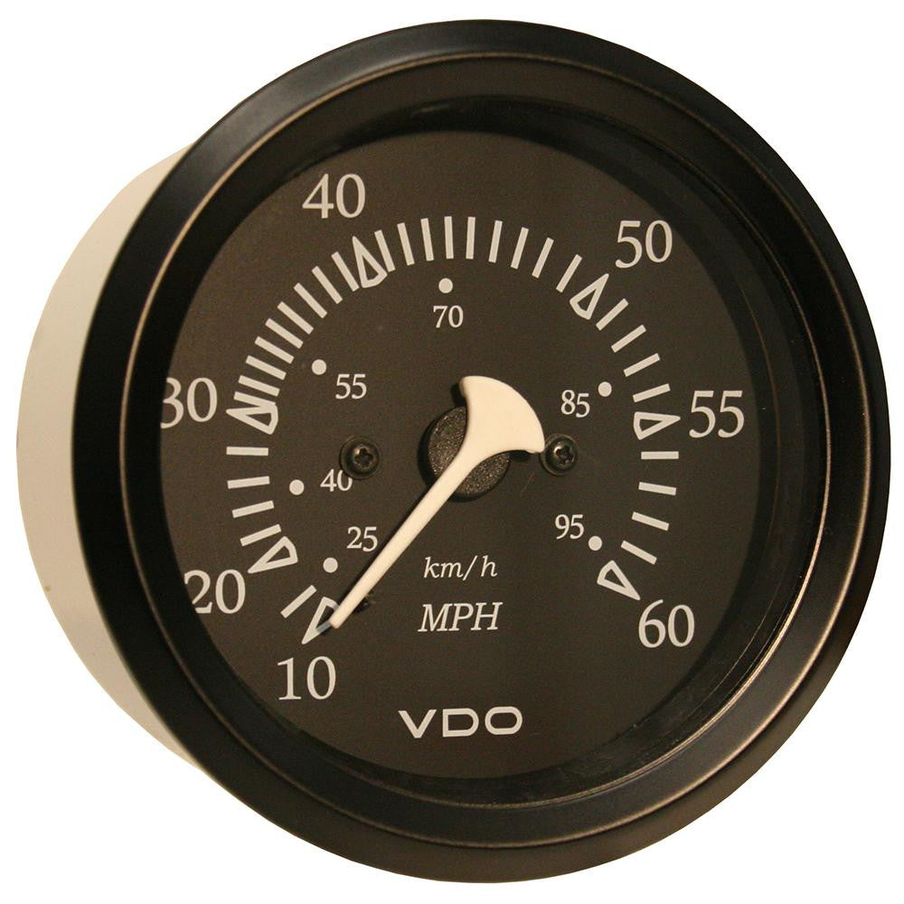 VDO Allentare Black 60MPH 3-3-8" (85mm) Pitot Speedometer - Black Bezel