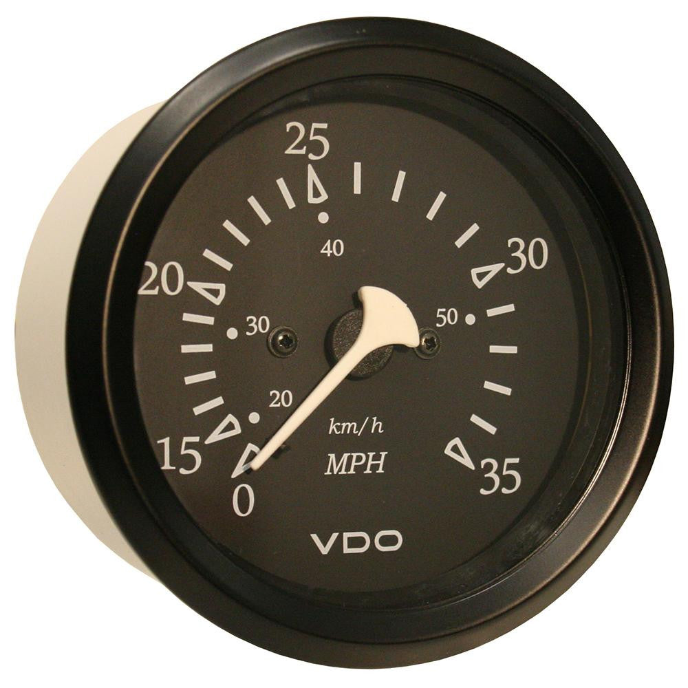 VDO Allentare Black 35MPH 3-3-8" (85mm) Pitot Speedometer - Black Bezel
