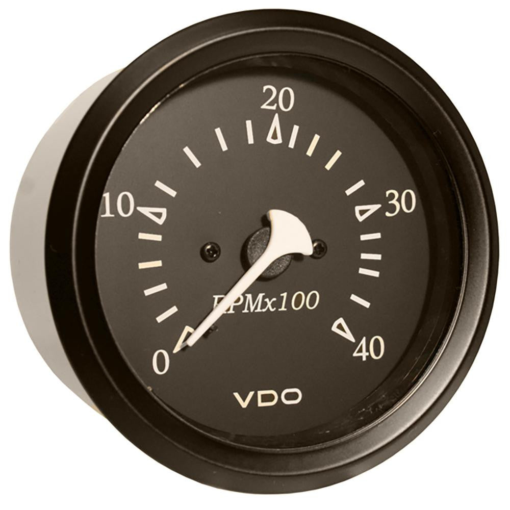 VDO Allentare BlacK 4000RPM 3-3-8" (85mm) Diesel Tachometer (Alternator) - 12V - Black Bezel
