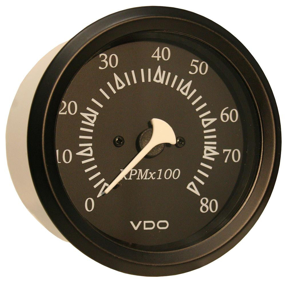 VDO Allentare Black 8000RPM 3-3-8" (85mm) Outboard Tachometer - 12V - Black Bezel